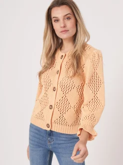 Ajour Strickjacke Mit Rautenmuster