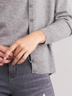 Basic Kaschmir-Cardigan Mit V-Ausschnitt