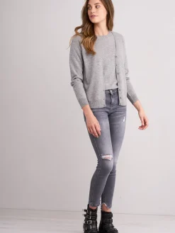 Basic Kaschmir-Cardigan Mit V-Ausschnitt