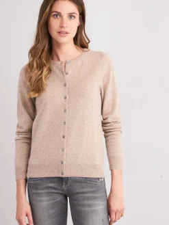 Basic Kaschmir-Strickjacke Mit Rundhalsausschnitt