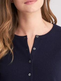 Basic Kaschmir-Strickjacke Mit Rundhalsausschnitt