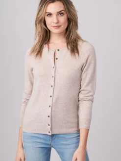 Basic Kaschmir-Strickjacke Mit Rundhalsausschnitt