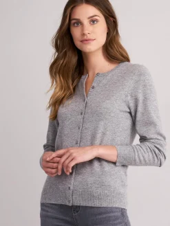 Basic Kaschmir-Strickjacke Mit Rundhalsausschnitt