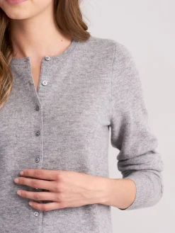 Basic Kaschmir-Strickjacke Mit Rundhalsausschnitt