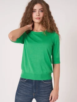 Basic Kurzarm-Pullover Aus Organischer Baumwollmischung