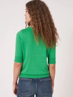 Basic Kurzarm-Pullover Aus Organischer Baumwollmischung