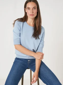 Basic Kurzarm-Pullover Aus Organischer Baumwollmischung