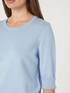 Basic Kurzarm-Pullover Aus Organischer Baumwollmischung