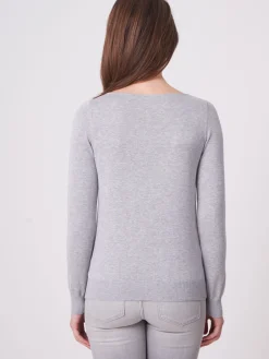 Basic Pullover Mit U-Boot-Ausschnitt Aus Baumwollmischung