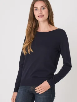 Basic Pullover Mit U-Boot-Ausschnitt Aus Baumwollmischung