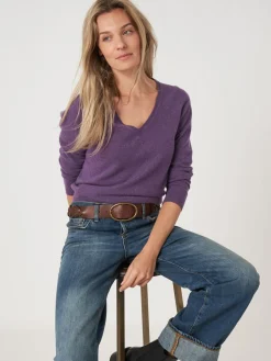 Basic Pullover Mit V-Ausschnitt Aus Bio-Kaschmir