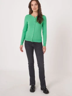 Basic Strickjacke Mit Rundhalsausschnitt Aus Bio-Kaschmir