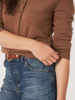 Basic Strickjacke Mit Rundhalsausschnitt Aus Bio-Kaschmir