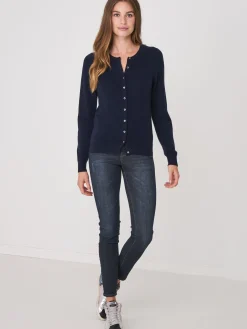 Basic Strickjacke Mit Rundhalsausschnitt Aus Bio-Kaschmir