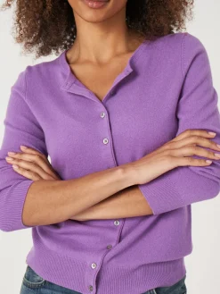 Basic Strickjacke Mit Rundhalsausschnitt Aus Bio-Kaschmir