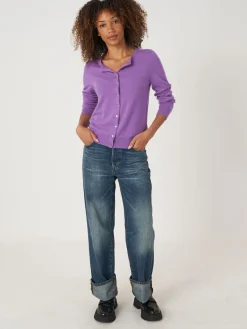 Basic Strickjacke Mit Rundhalsausschnitt Aus Bio-Kaschmir