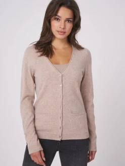 Basic Strickjacke Mit V-Ausschnitt Und Taschen