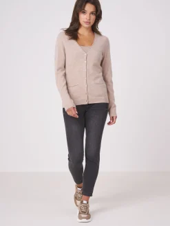 Basic Strickjacke Mit V-Ausschnitt Und Taschen