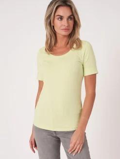 Basic T-Shirt Mit Aufgeschlagenen Armel Aus Baumwolle