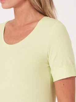 Basic T-Shirt Mit Aufgeschlagenen Armel Aus Baumwolle