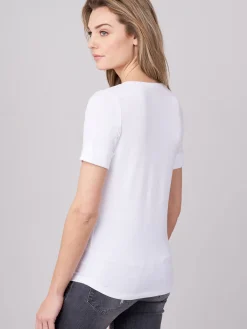 Basic T-Shirt Mit Aufgeschlagenen Armel Aus Baumwolle