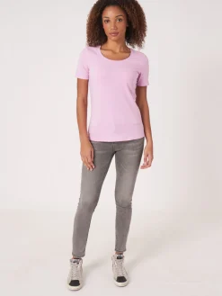Basic T-Shirt Mit Rundhalsausschnitt Aus Baumwolle