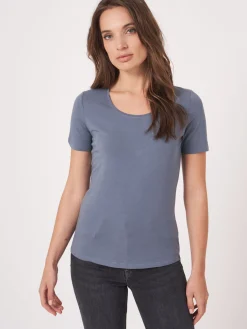 Basic T-Shirt Mit Rundhalsausschnitt Aus Baumwolle