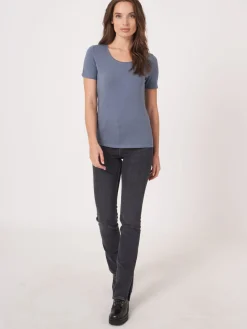 Basic T-Shirt Mit Rundhalsausschnitt Aus Baumwolle