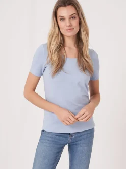 Basic T-Shirt Mit Rundhalsausschnitt Aus Baumwolle