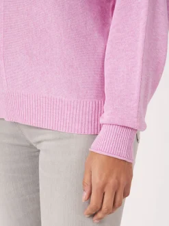 Batwing-Pullover Aus Baumwollmischung Mit V-Ausschnitt