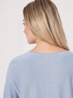 Batwing-Pullover Aus Baumwollmischung Mit V-Ausschnitt