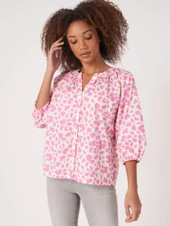 Baumwollbluse Mit Puffarmeln Und Blumendruck