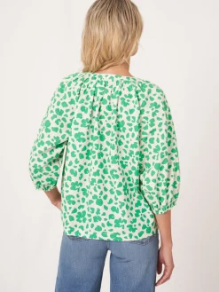 Baumwollbluse Mit Puffarmeln Und Blumendruck