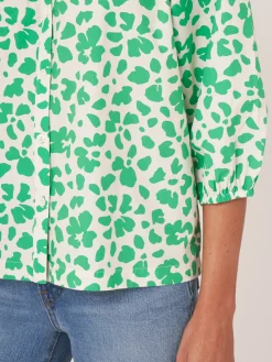 Baumwollbluse Mit Puffarmeln Und Blumendruck