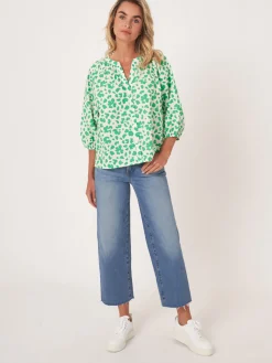Baumwollbluse Mit Puffarmeln Und Blumendruck