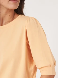 Baumwoll-Stretch-T-Shirt Mit Kurzen Puffarmeln