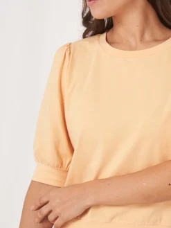Baumwoll-Stretch-T-Shirt Mit Kurzen Puffarmeln