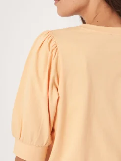 Baumwoll-Stretch-T-Shirt Mit Kurzen Puffarmeln