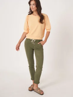 Baumwoll-Stretch-T-Shirt Mit Kurzen Puffarmeln