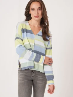 Baumwollstrickpullover Mit Mehrfarbigen Streifen