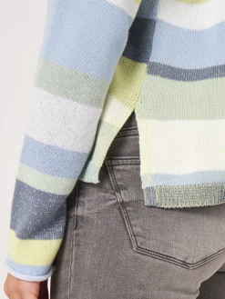 Baumwollstrickpullover Mit Mehrfarbigen Streifen