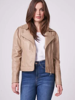 Biker-Lederjacke Mit Puff-Schultern
