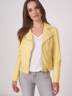 Biker-Lederjacke Mit Puff-Schultern