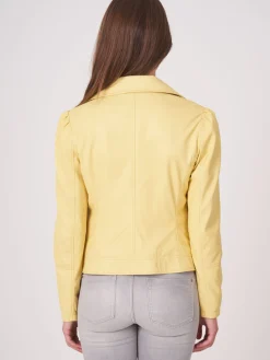 Biker-Lederjacke Mit Puff-Schultern