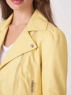 Biker-Lederjacke Mit Puff-Schultern