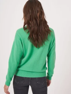 Bio-Kaschmir-Pullover Mit Geripptem V-Ausschnitt