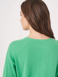 Bio-Kaschmir-Pullover Mit Geripptem V-Ausschnitt