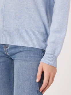 Bio-Kaschmir-Pullover Mit Geripptem V-Ausschnitt
