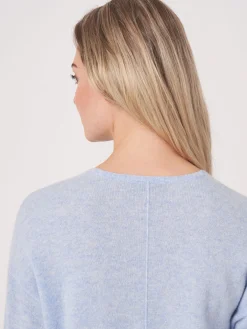 Bio-Kaschmir-Pullover Mit Geripptem V-Ausschnitt