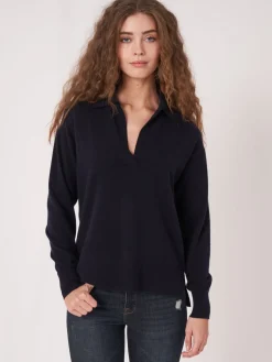 Bio-Kaschmir-Pullover Mit Polokragen Und Seitenschlitzen